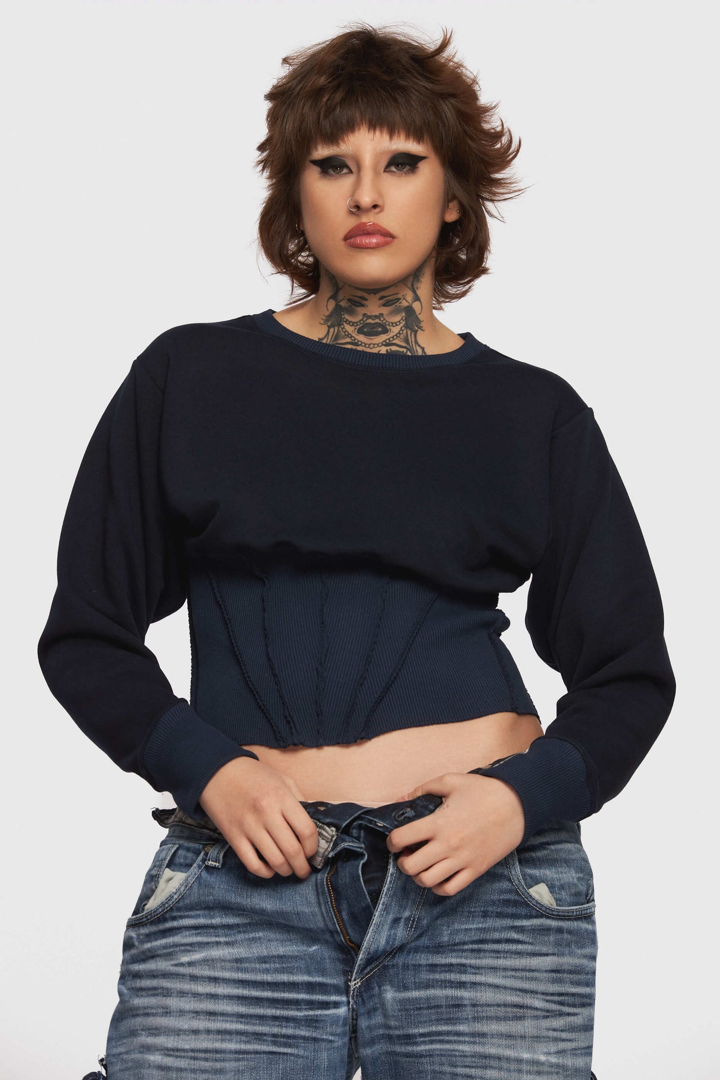 Navy Corset Top