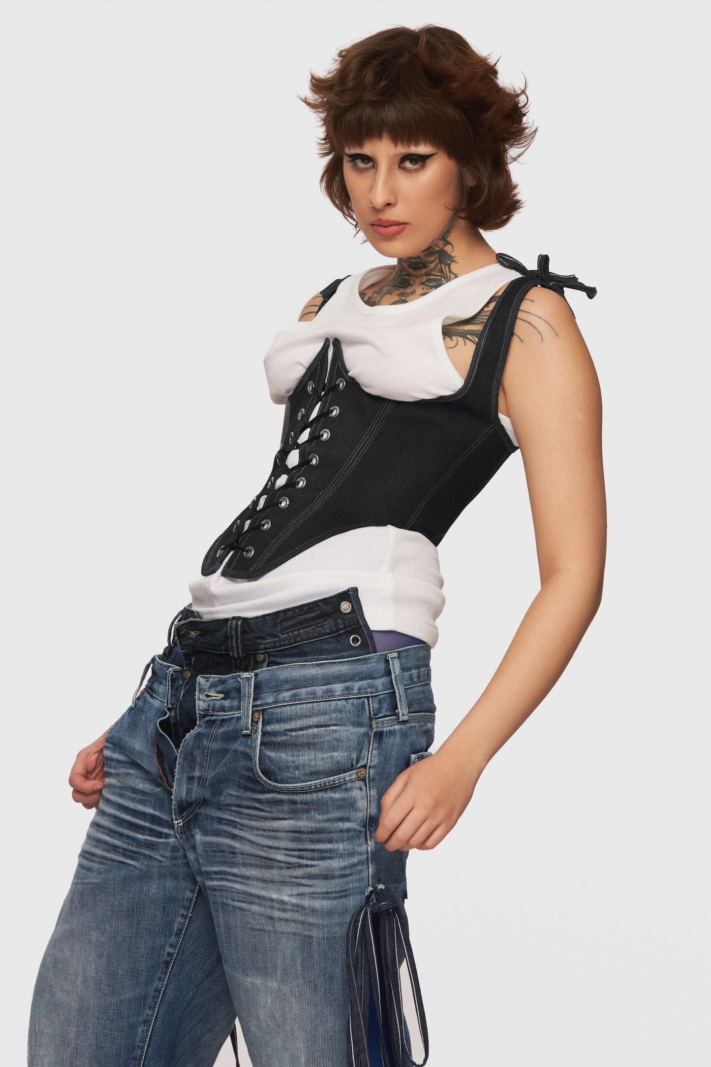 Underbust Denim Negru Blanco