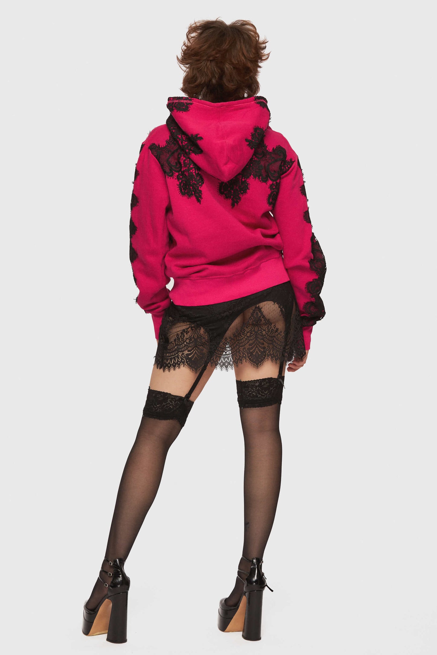 Fucsia Lace Bunch Hoodie