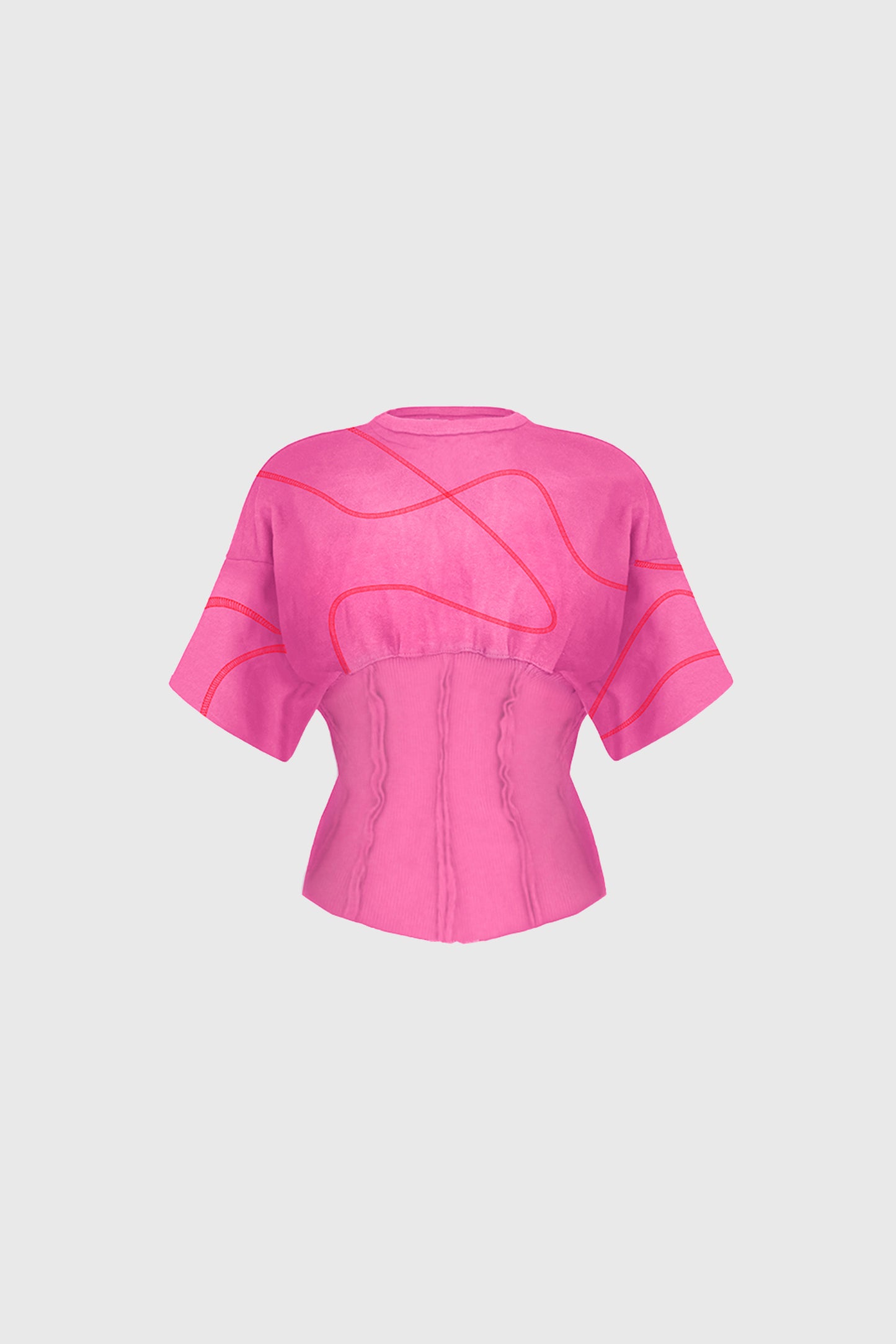 Tricou Corset Fucsia Patchwork