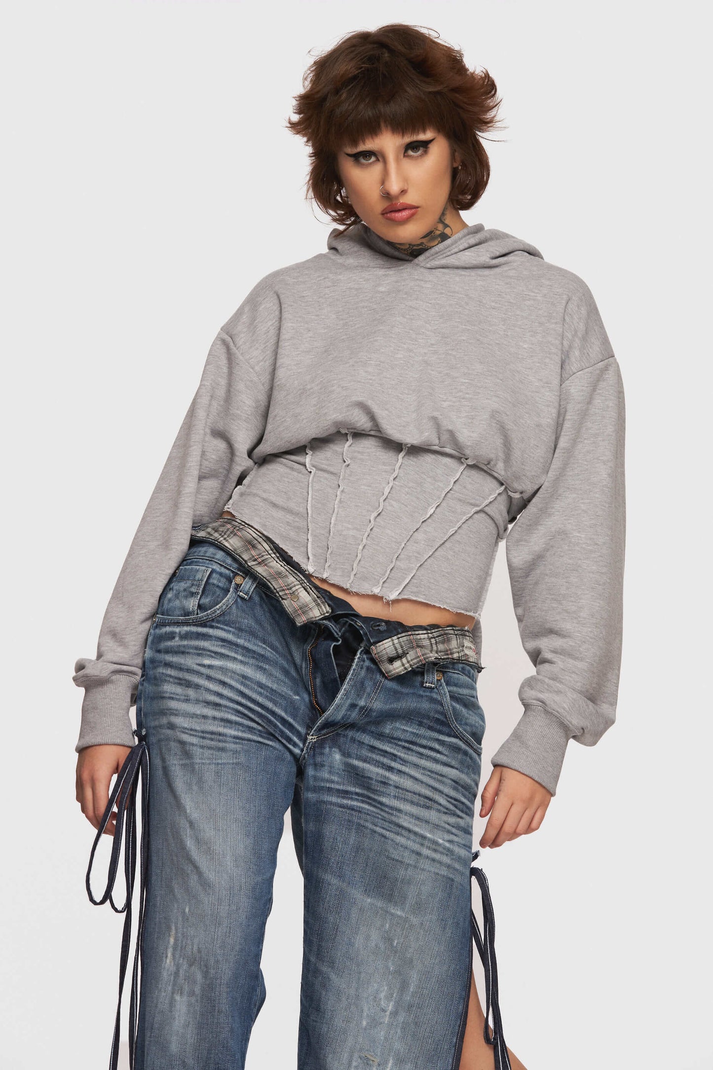 Gray Corset Hoodie
