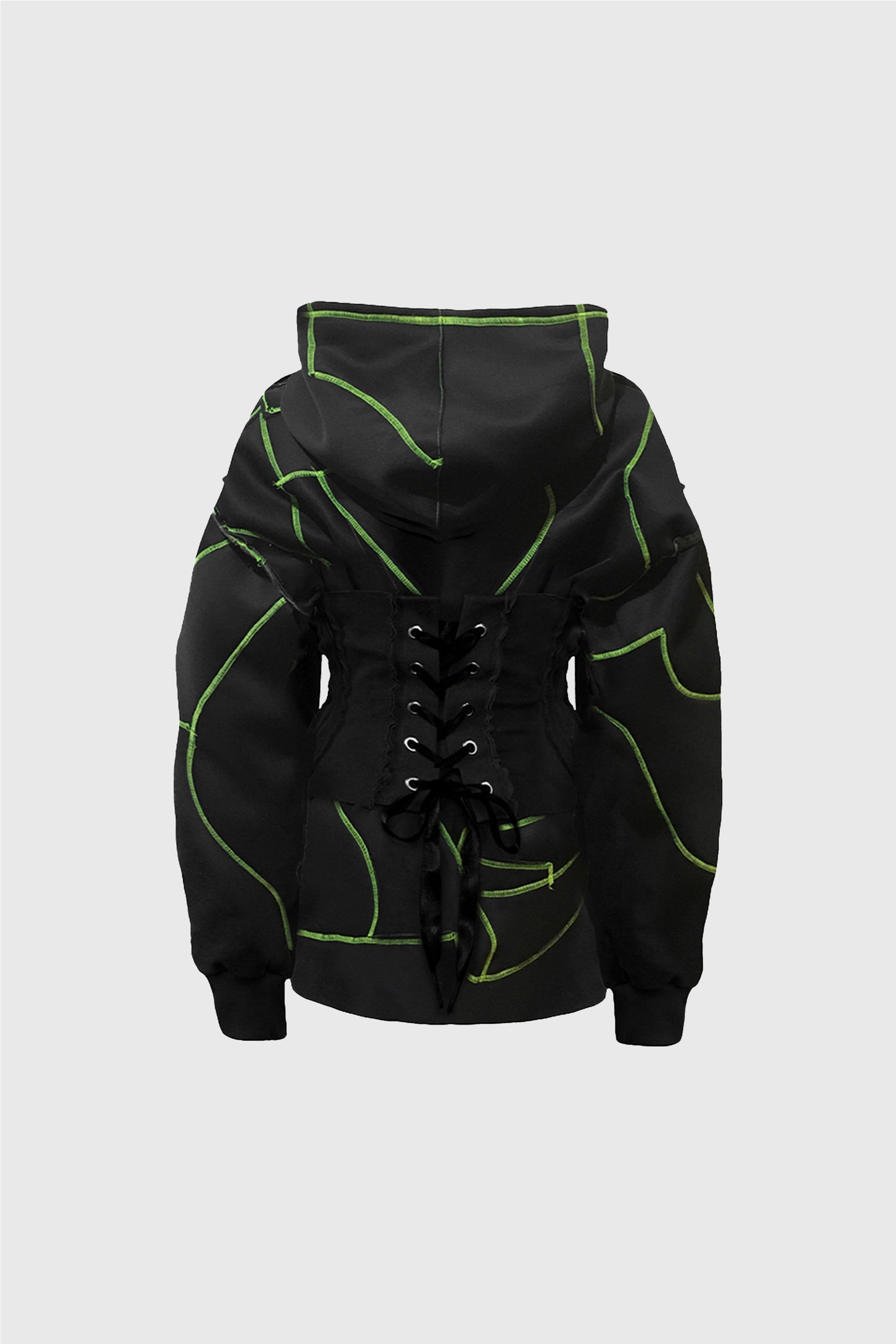 Green Patchwork Corset Hoodie