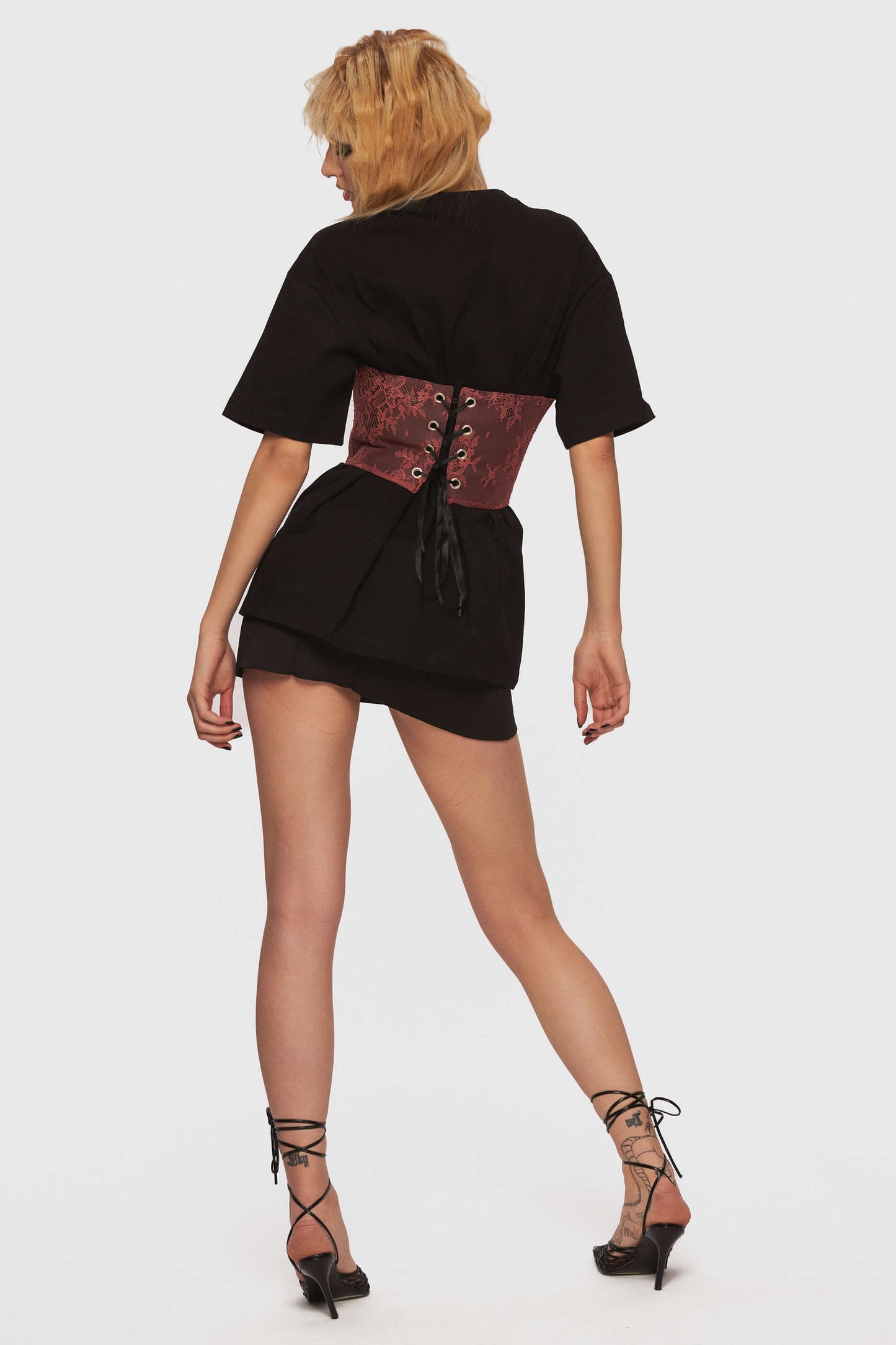 Underbust Roșu Indian Dantelă