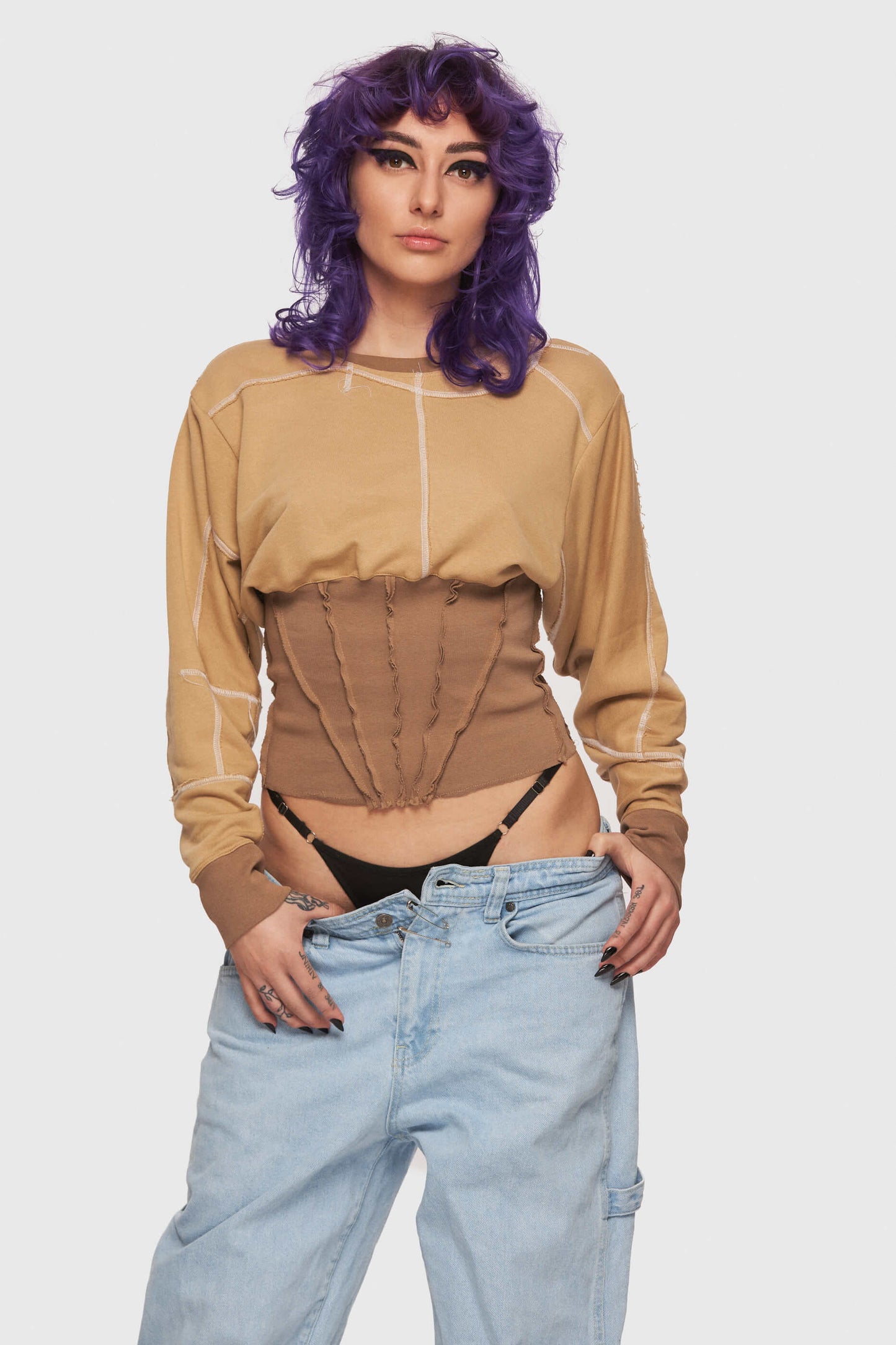 Nude Patchwork Corset Top