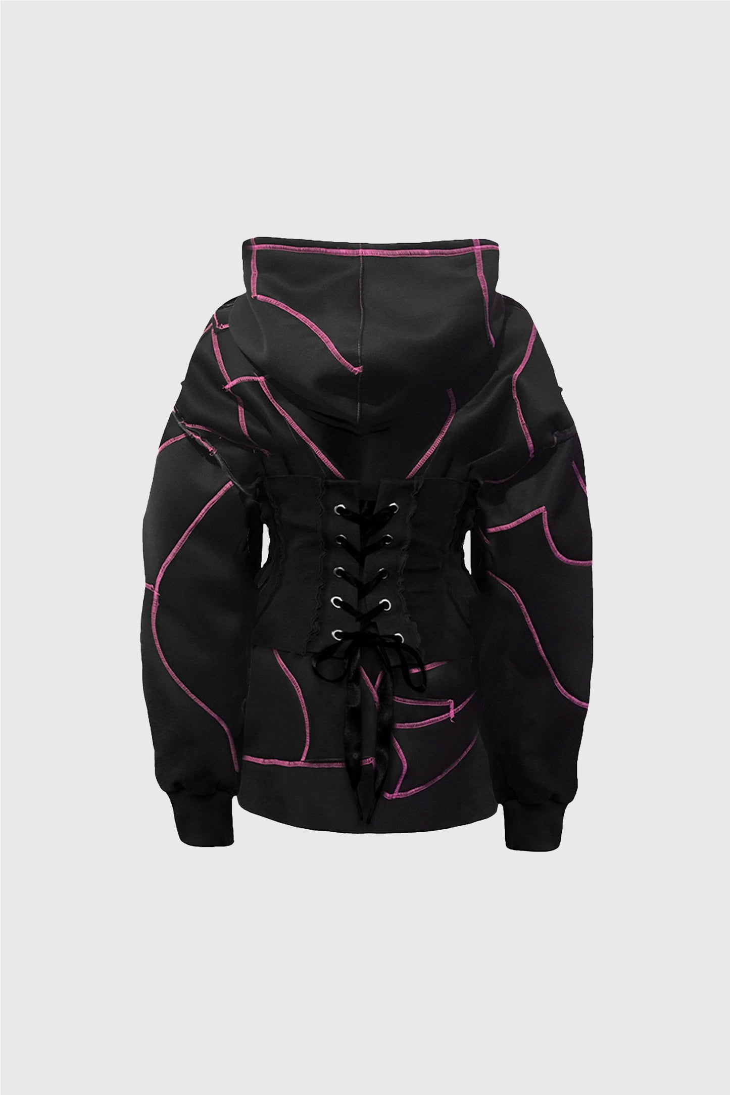 Pink Patchwork Corset Hoodie