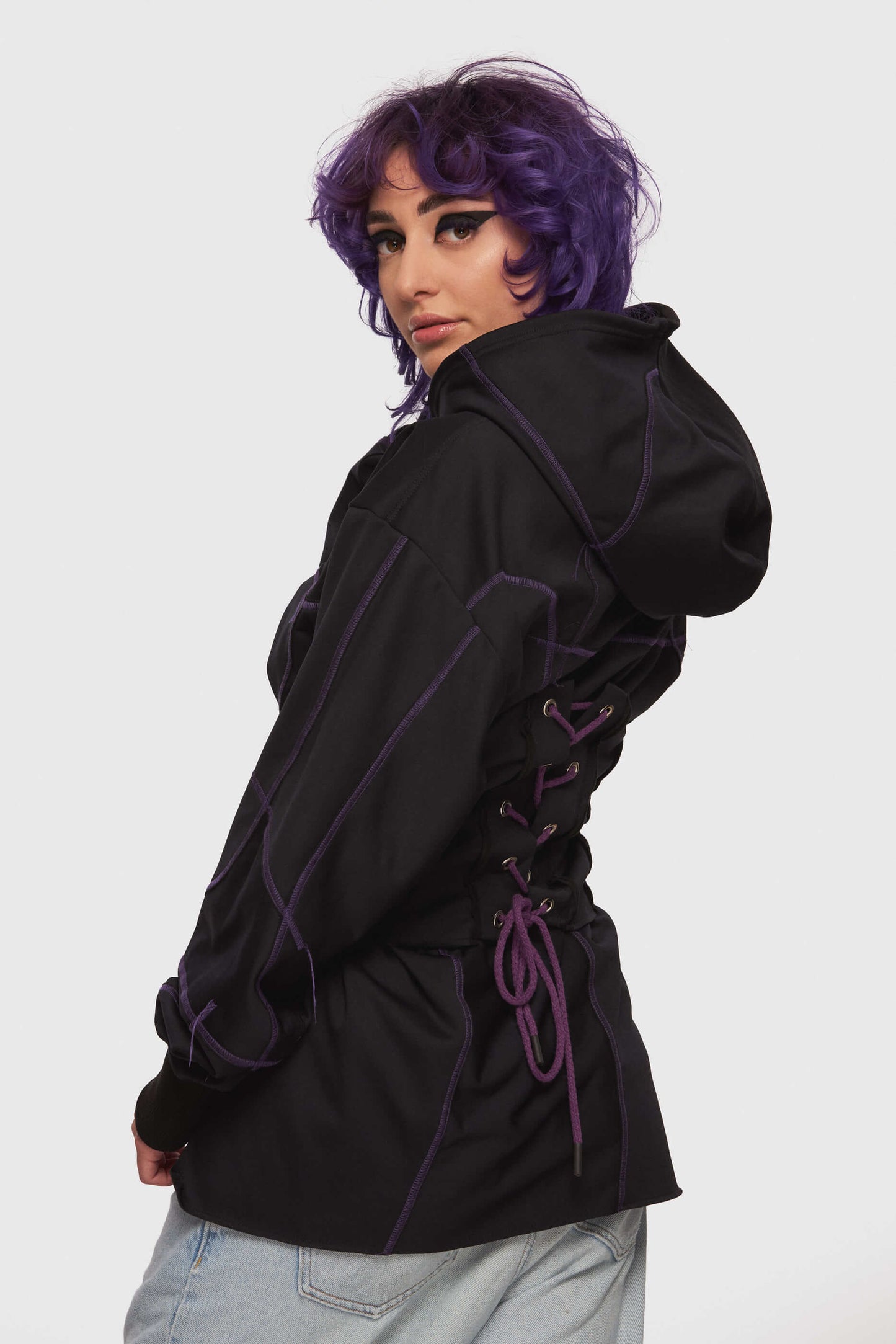 Purple Patchwork Corset Hoodie