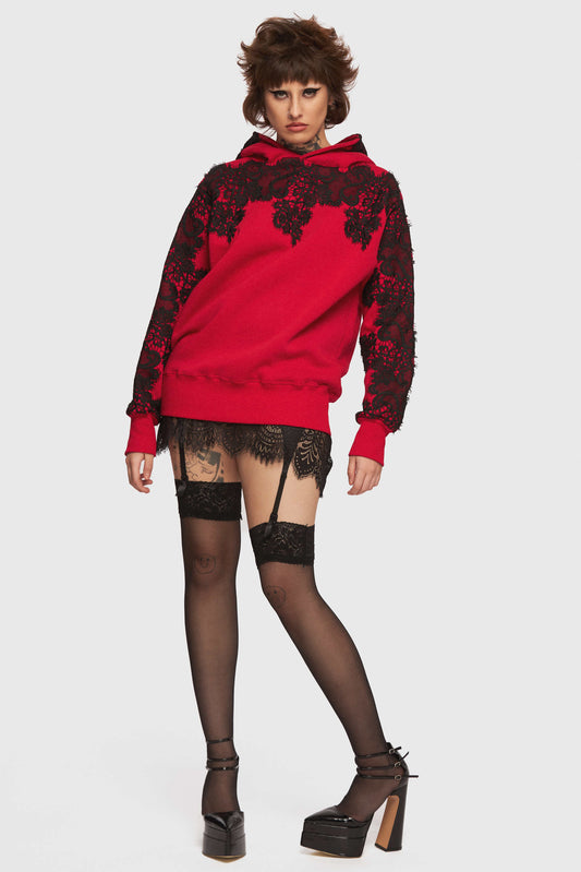 Red Lace Bunch Hoodie