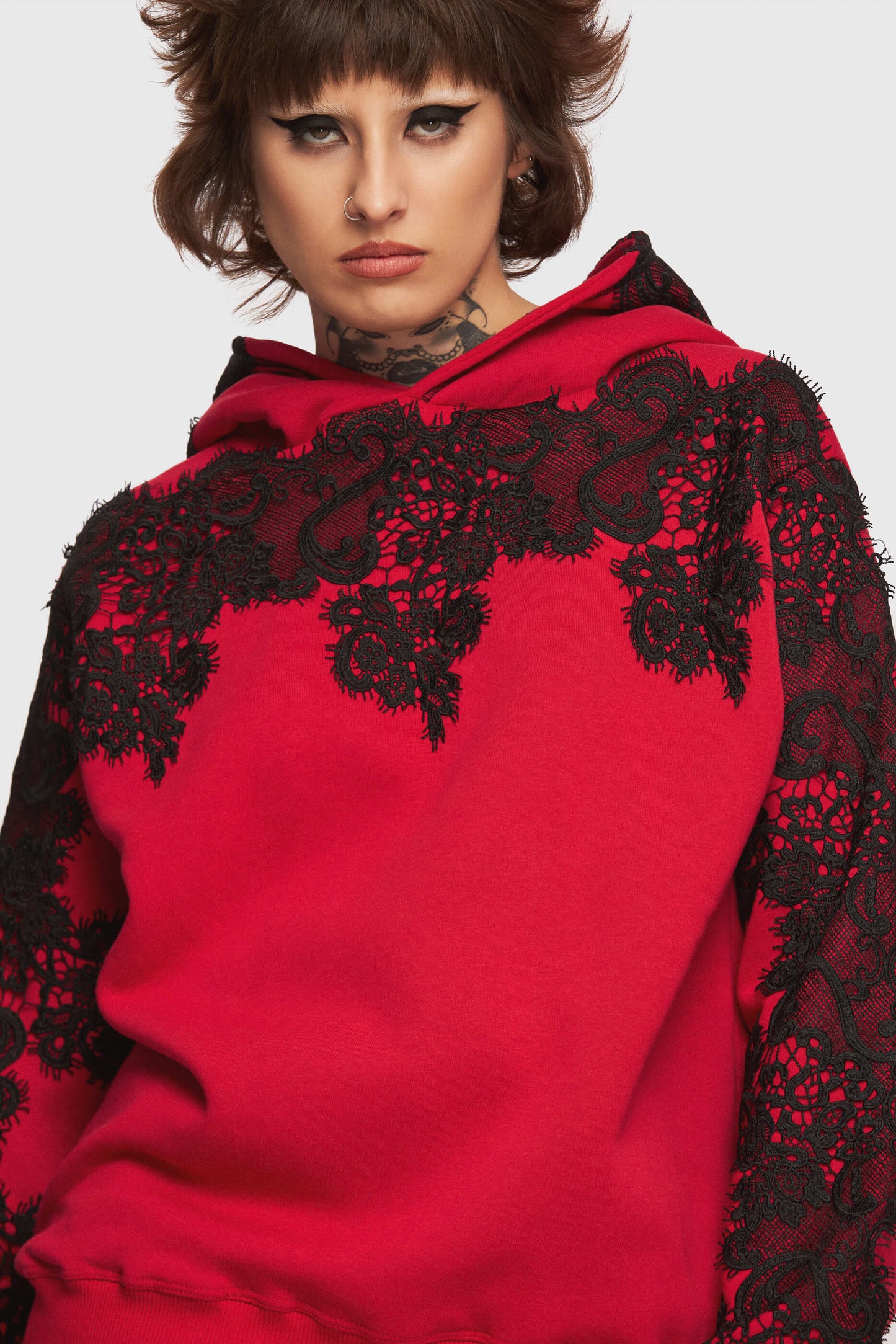 Red Lace Bunch Hoodie