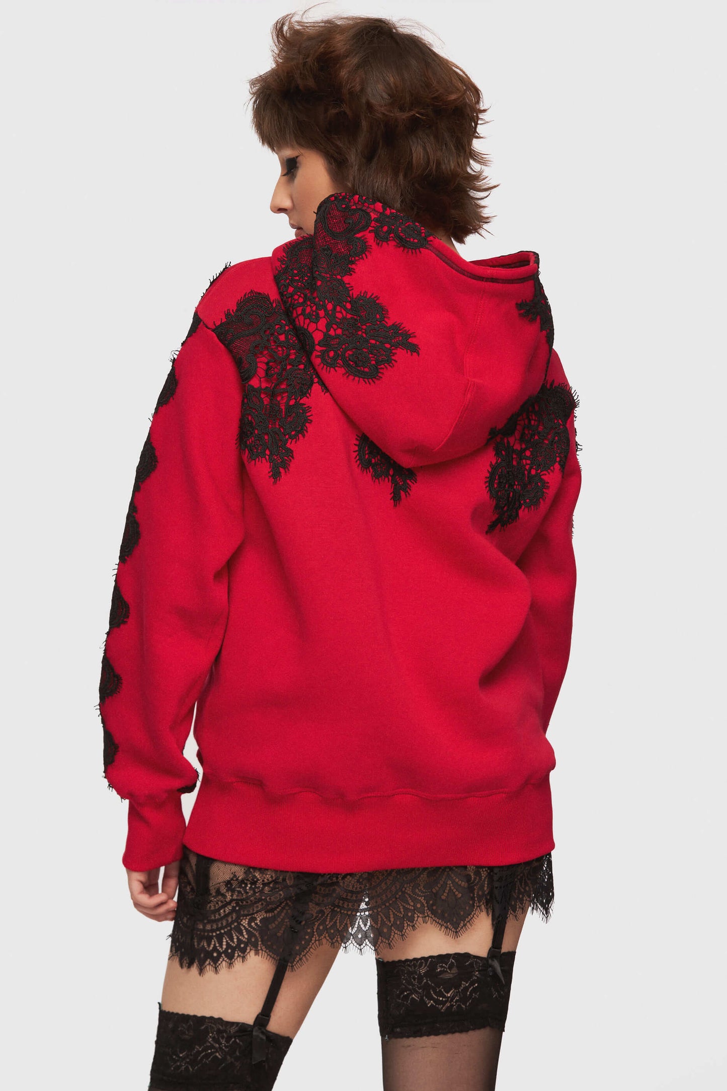 Red Lace Bunch Hoodie