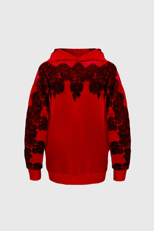 Red Lace Bunch Hoodie