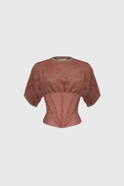 Red Lace Corset T-shirt