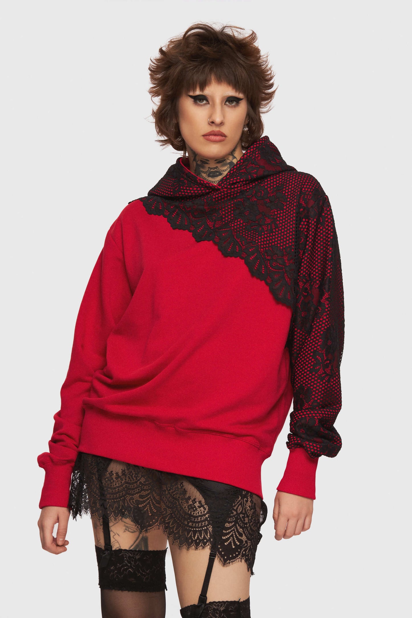 Red Lace Hoodie