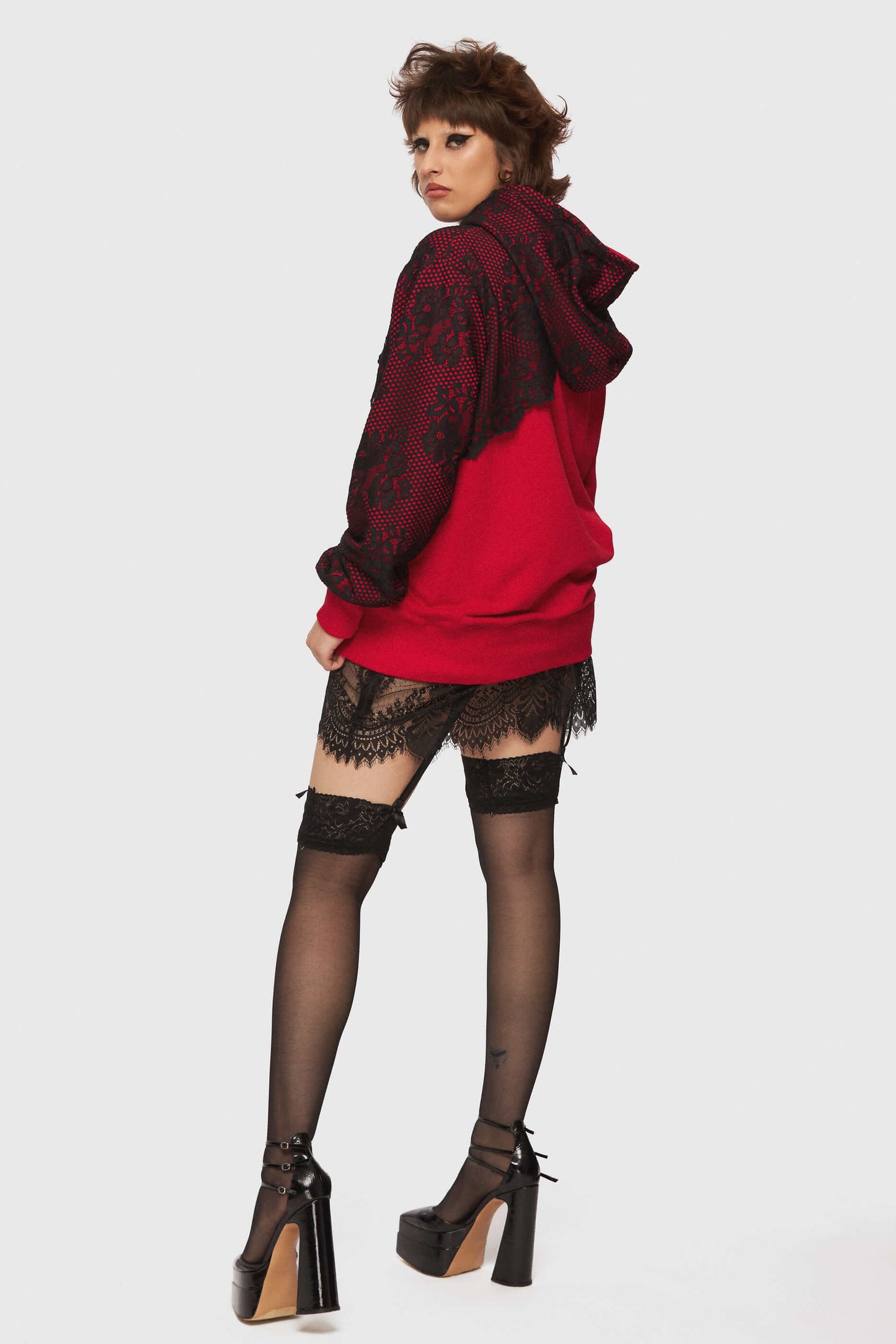 Red Lace Hoodie