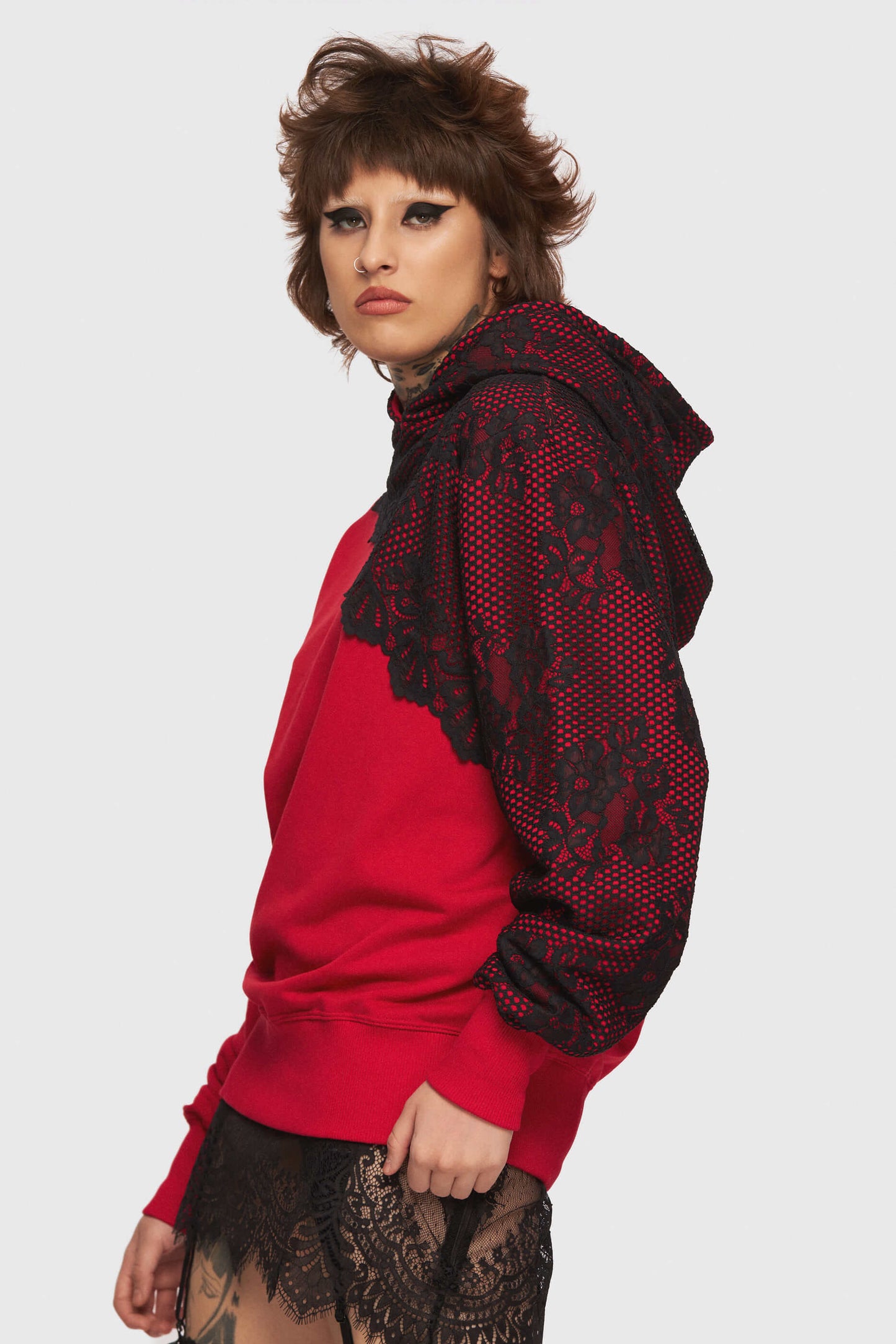 Red Lace Hoodie