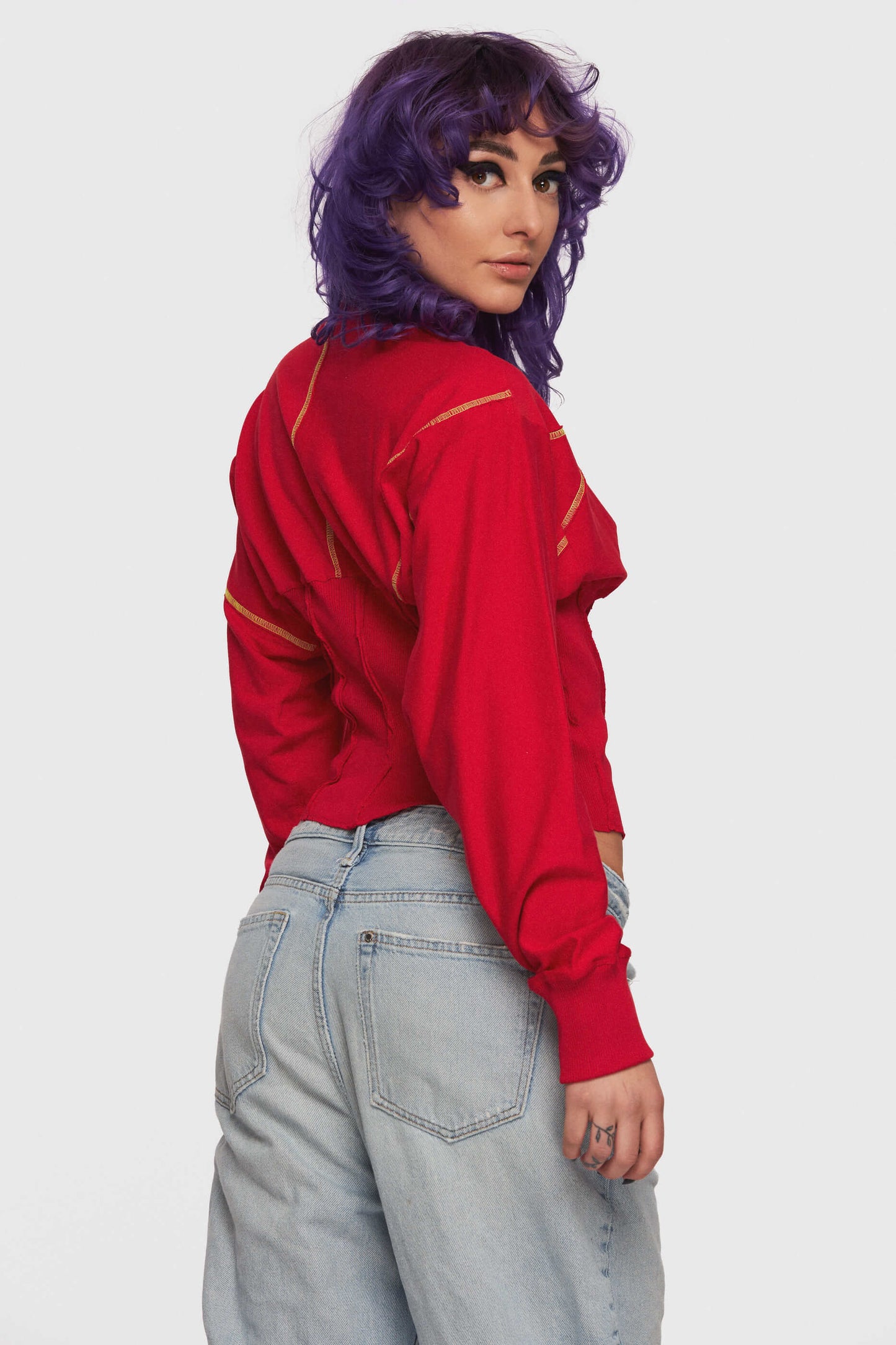 Red Patchwork Corset Top