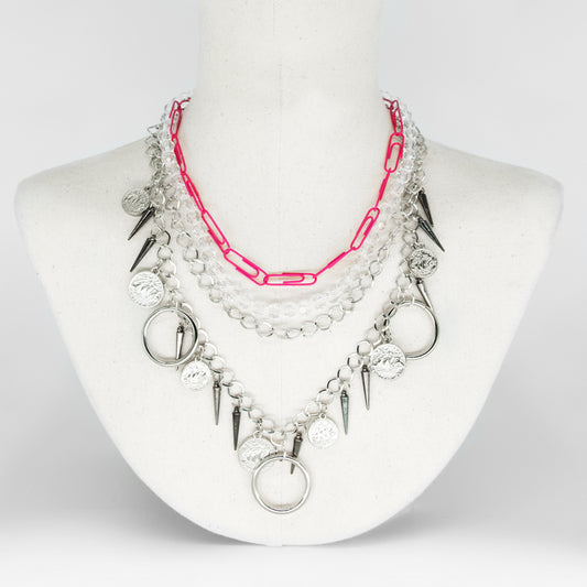 CHOKER SILVER AND PINK