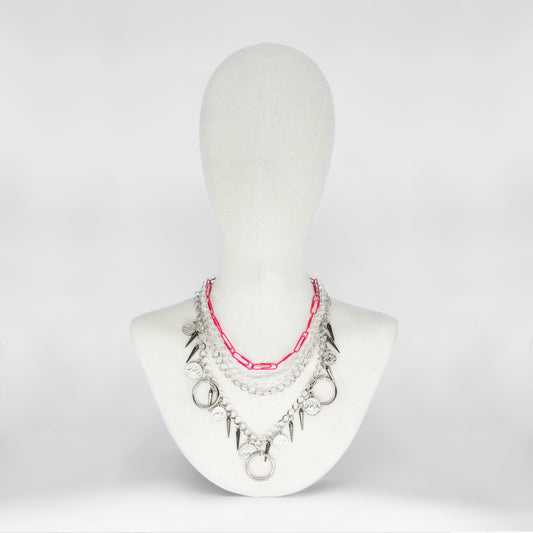 CHOKER SILVER AND PINK